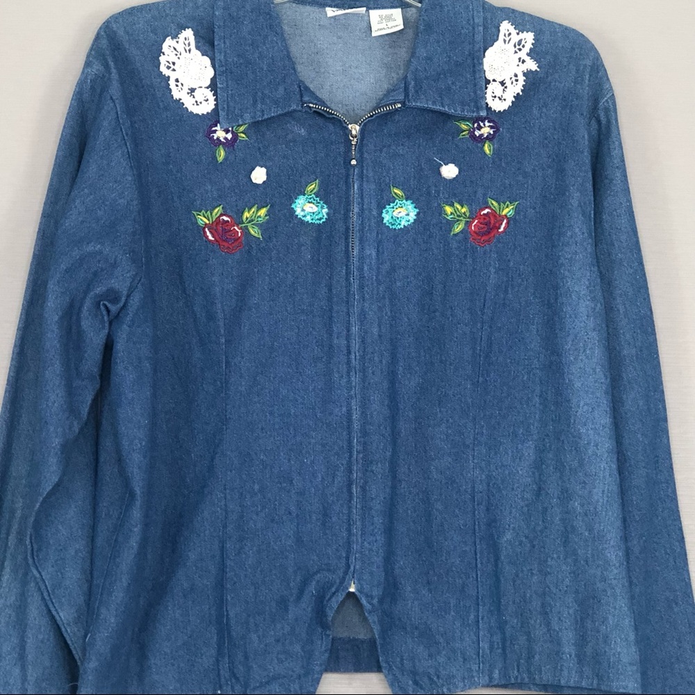 Napa Valley 100% Cotton Denim Jacket. Embellished Embroidery and Appliqu…